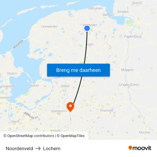 Noordenveld to Lochem map