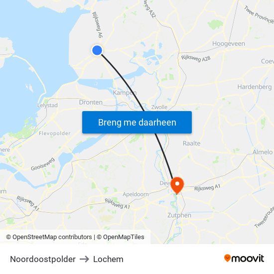 Noordoostpolder to Lochem map