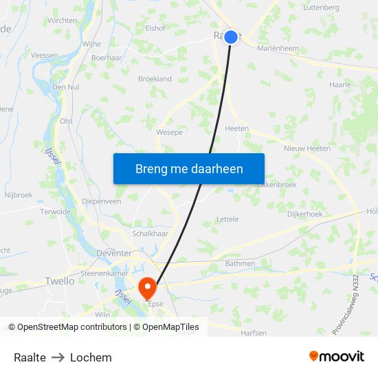 Raalte to Lochem map