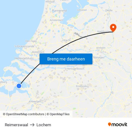 Reimerswaal to Lochem map