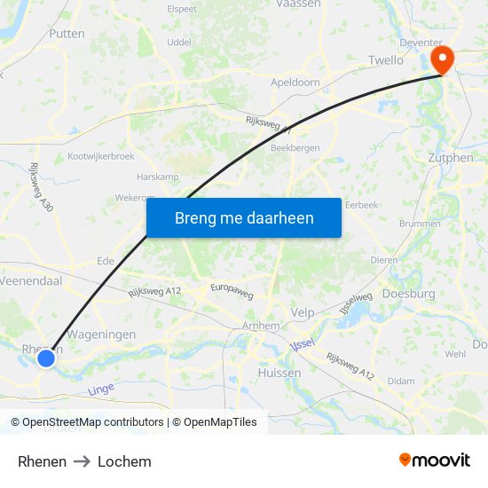 Rhenen to Lochem map