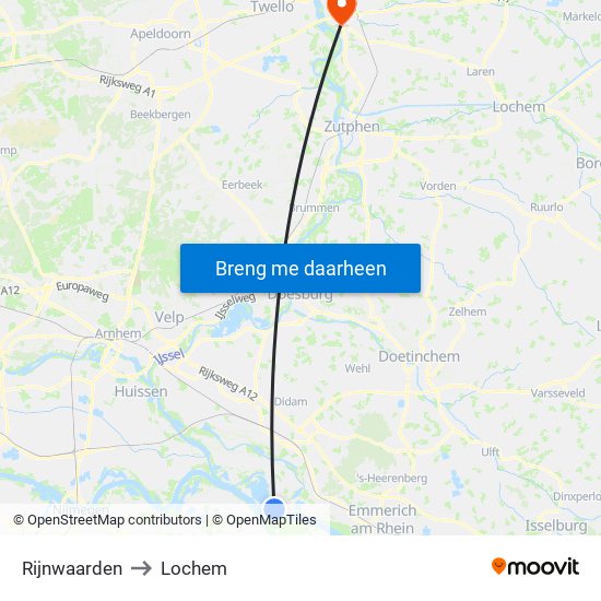 Rijnwaarden to Lochem map