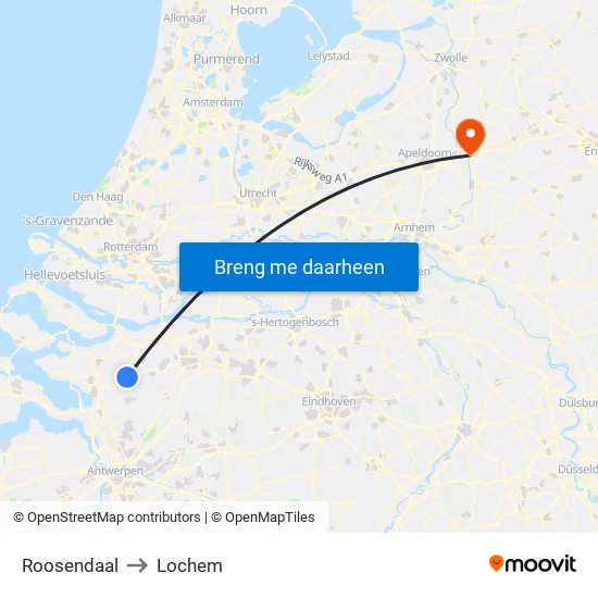 Roosendaal to Lochem map