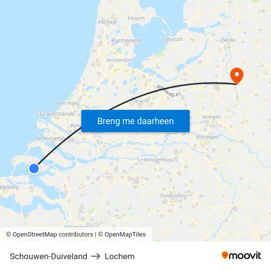 Schouwen-Duiveland to Lochem map