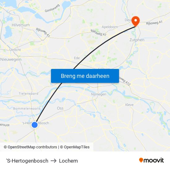 'S-Hertogenbosch to Lochem map