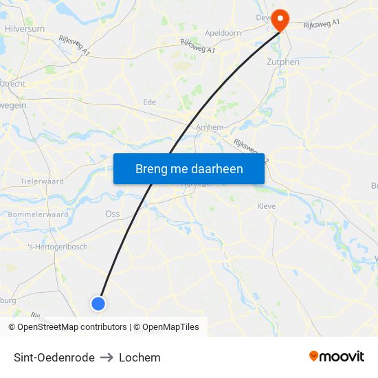 Sint-Oedenrode to Lochem map