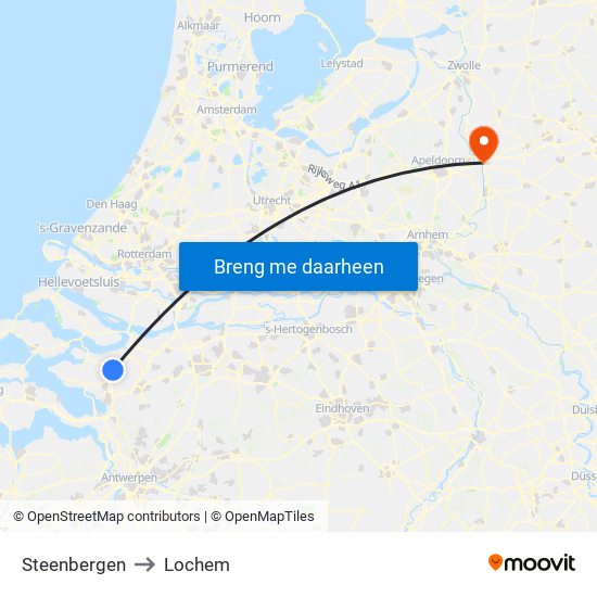 Steenbergen to Lochem map