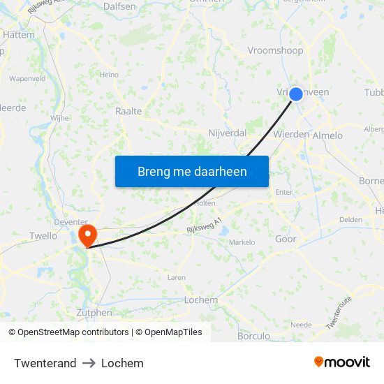 Twenterand to Lochem map