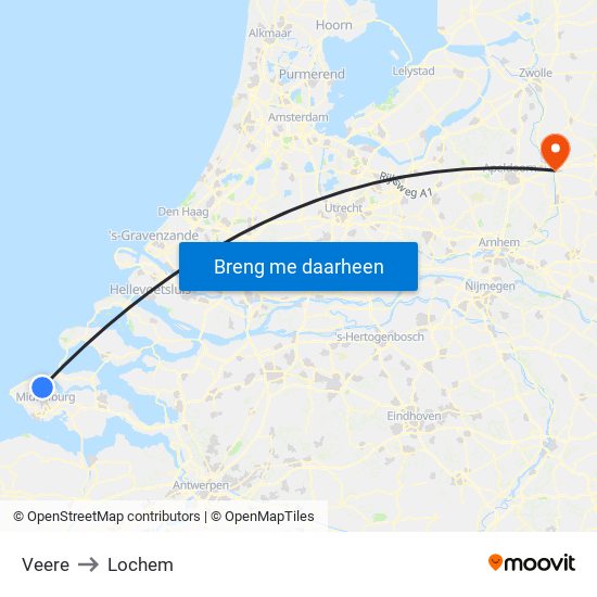 Veere to Lochem map