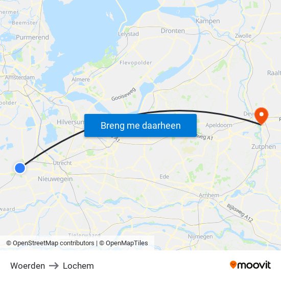 Woerden to Lochem map