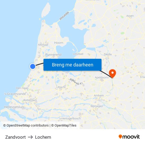 Zandvoort to Lochem map