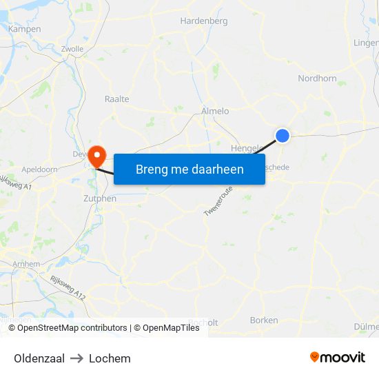 Oldenzaal to Lochem map