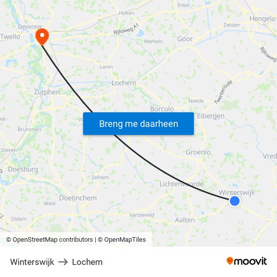 Winterswijk to Lochem map