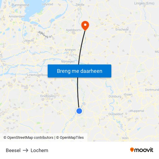 Beesel to Lochem map