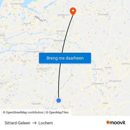 Sittard-Geleen to Lochem map