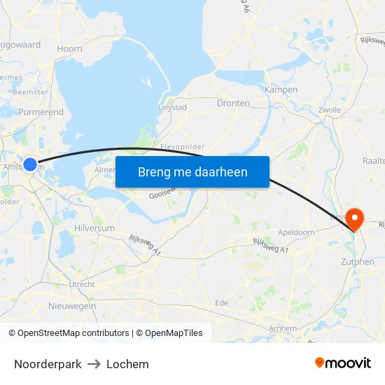 Noorderpark to Lochem map