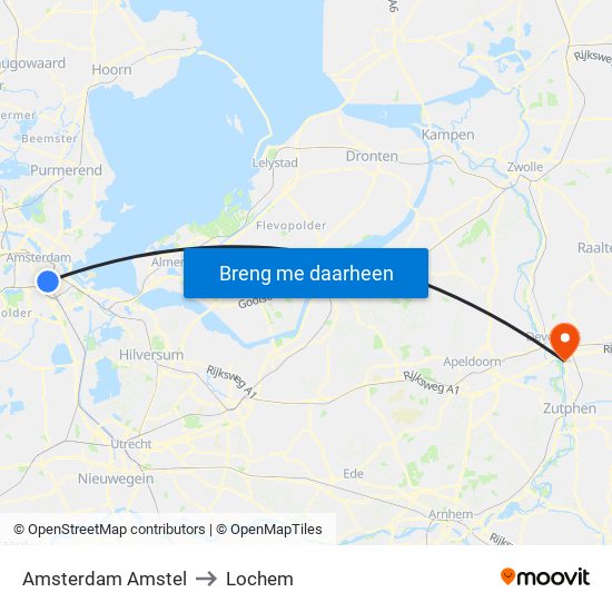 Amsterdam Amstel to Lochem map