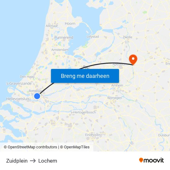 Zuidplein to Lochem map