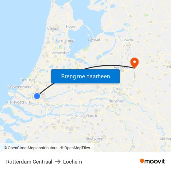 Rotterdam Centraal to Lochem map