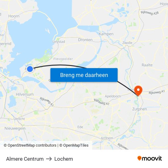 Almere Centrum to Lochem map