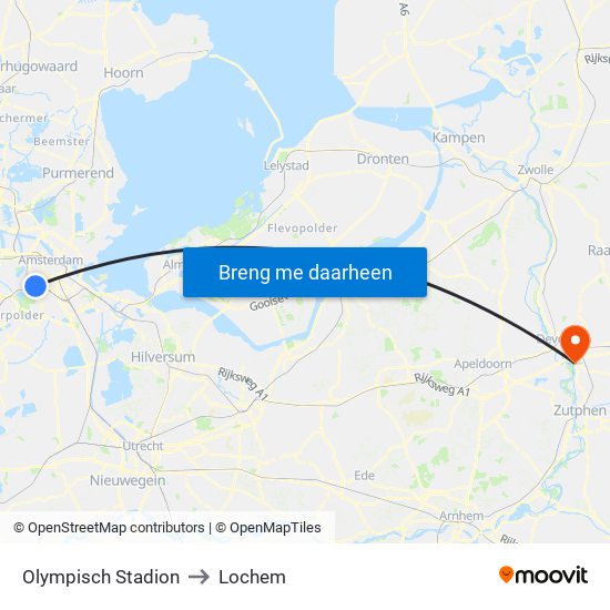 Olympisch Stadion to Lochem map