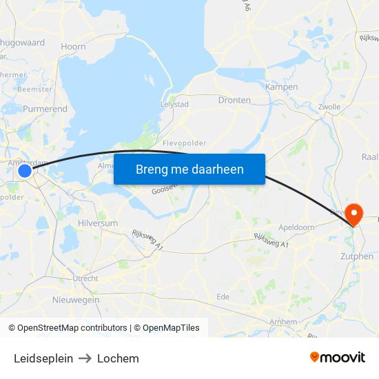 Leidseplein to Lochem map