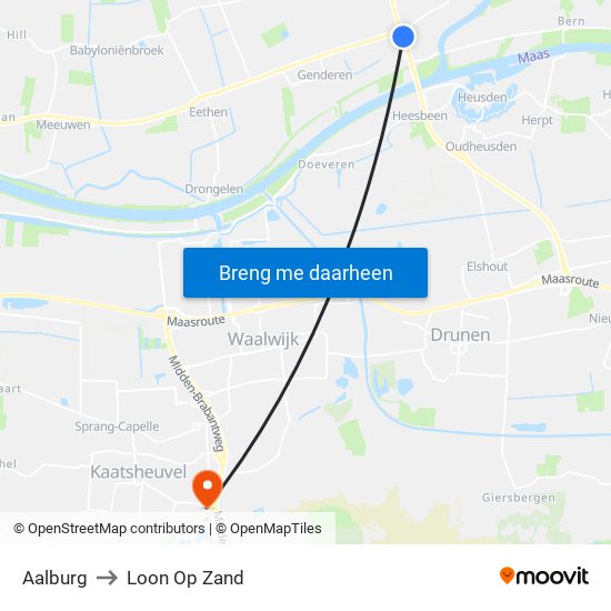 Aalburg to Loon Op Zand map