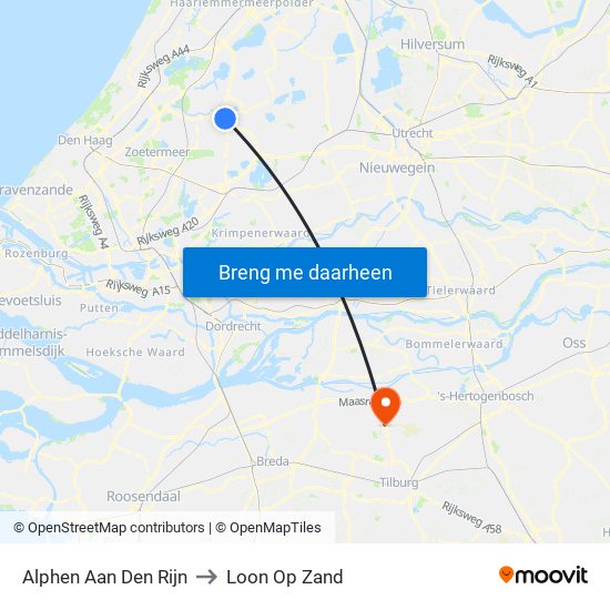 Alphen Aan Den Rijn to Loon Op Zand map