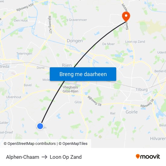 Alphen-Chaam to Loon Op Zand map