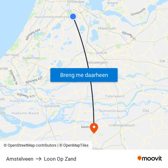 Amstelveen to Loon Op Zand map
