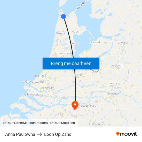 Anna Paulowna to Loon Op Zand map