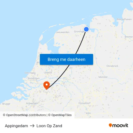 Appingedam to Loon Op Zand map