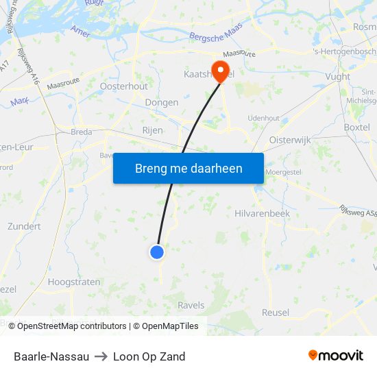 Baarle-Nassau to Loon Op Zand map