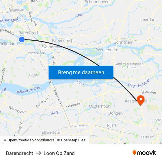 Barendrecht to Loon Op Zand map