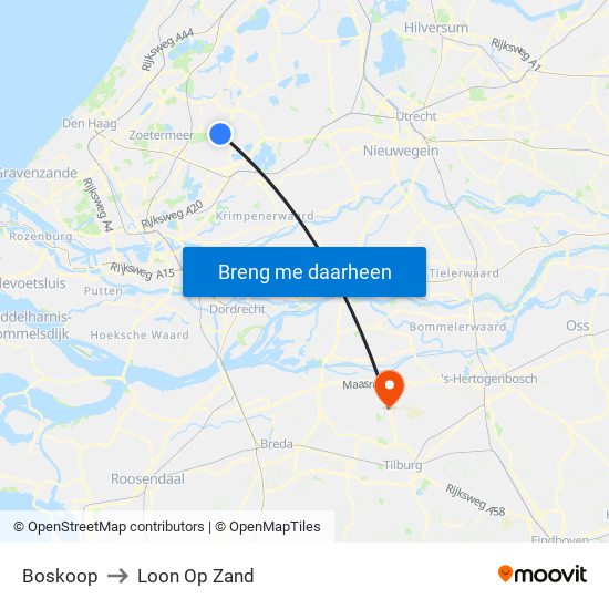 Boskoop to Loon Op Zand map
