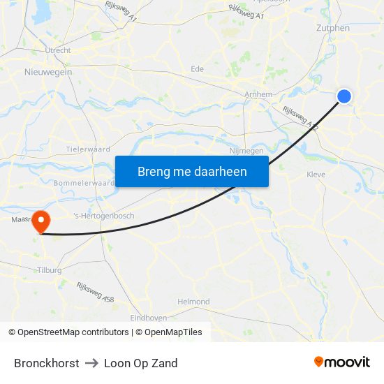 Bronckhorst to Loon Op Zand map