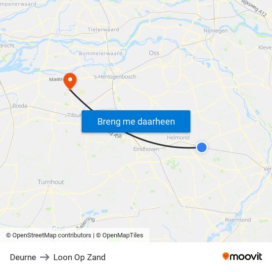 Deurne to Loon Op Zand map