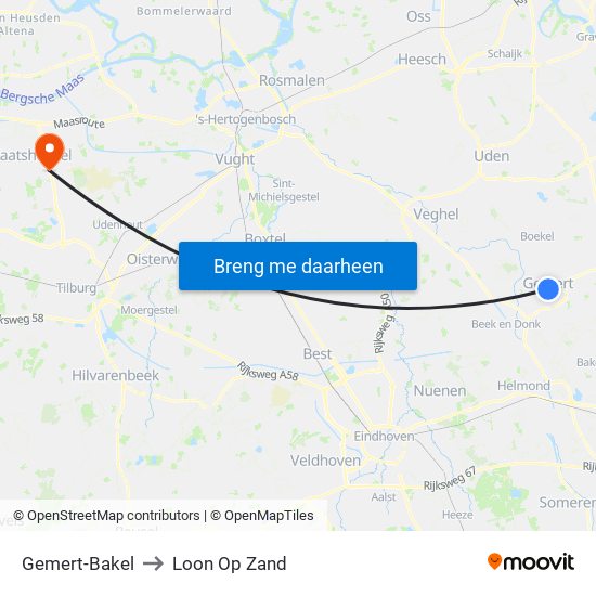 Gemert-Bakel to Loon Op Zand map