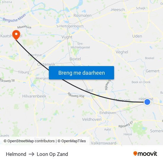 Helmond to Loon Op Zand map