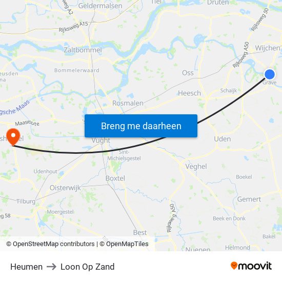 Heumen to Loon Op Zand map