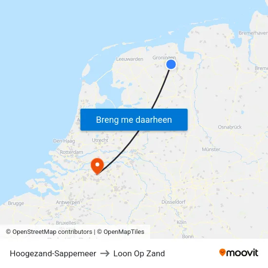 Hoogezand-Sappemeer to Loon Op Zand map