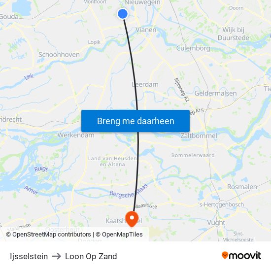 Ijsselstein to Loon Op Zand map