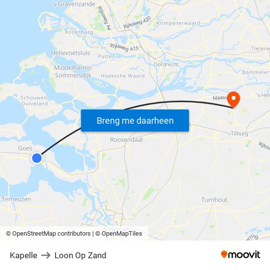 Kapelle to Loon Op Zand map
