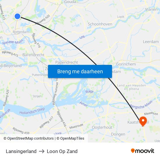 Lansingerland to Loon Op Zand map