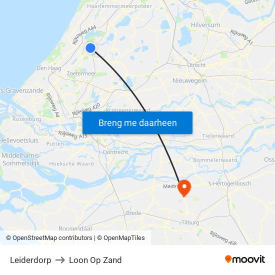 Leiderdorp to Loon Op Zand map
