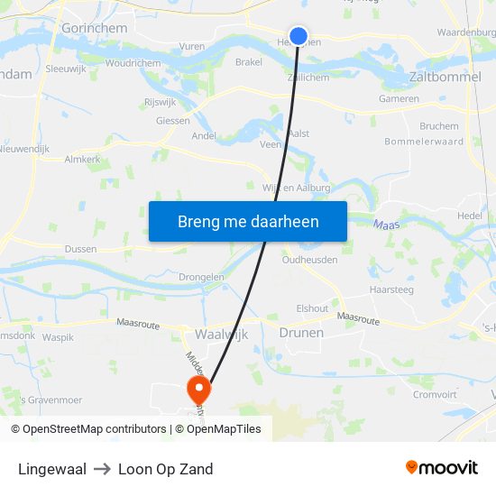 Lingewaal to Loon Op Zand map