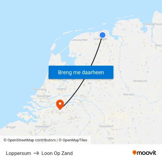 Loppersum to Loon Op Zand map