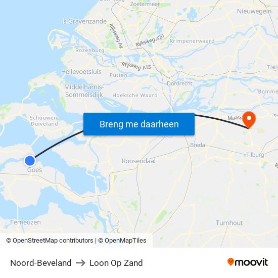 Noord-Beveland to Loon Op Zand map