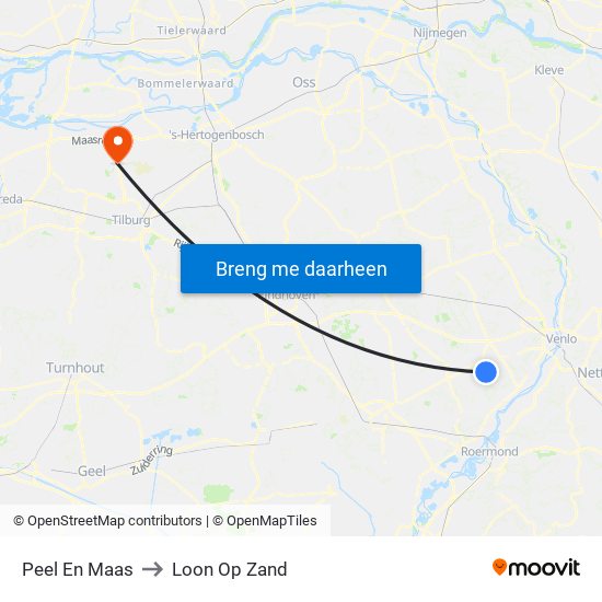 Peel En Maas to Loon Op Zand map