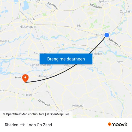Rheden to Loon Op Zand map